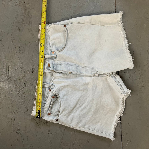 Levi’s 501 Light Wash Cutoff Denim Shorts | Distressed | 32” Waist - Picture 6 of 7